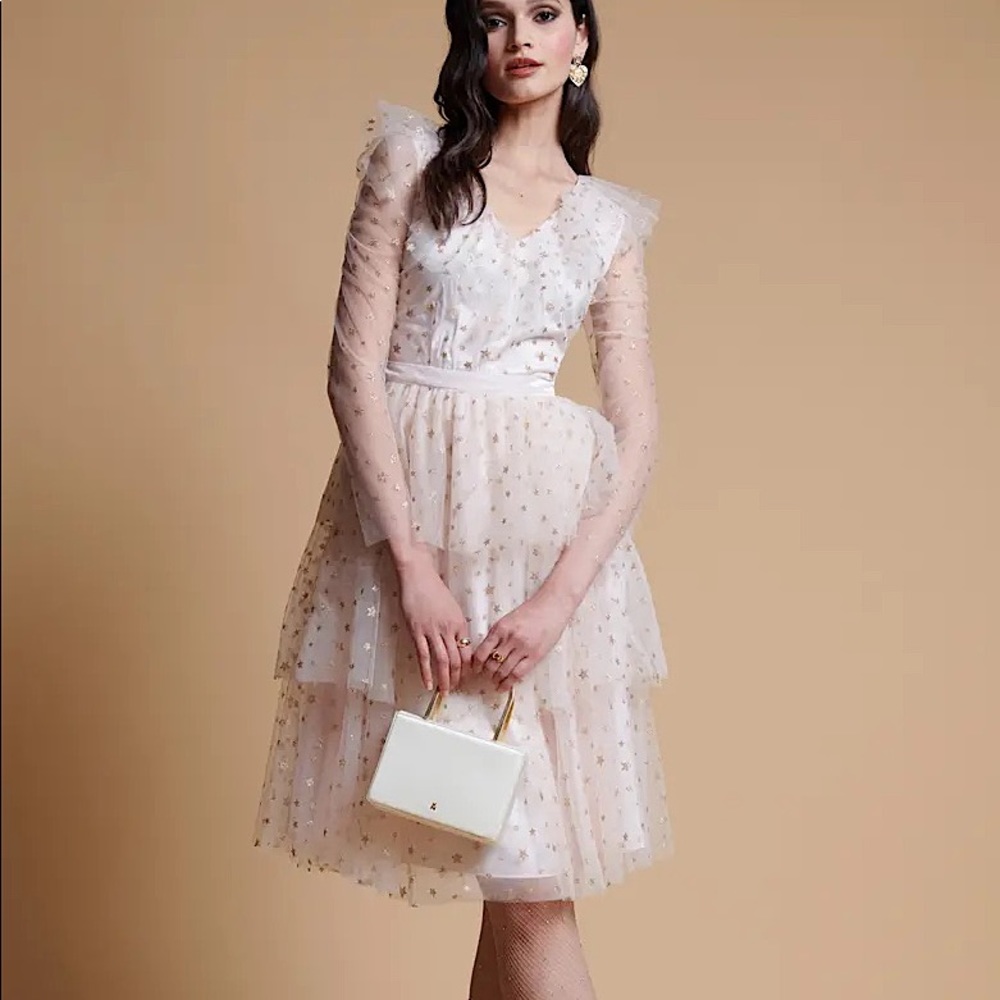 Glitter Star Long Sleeve Tulle Dress